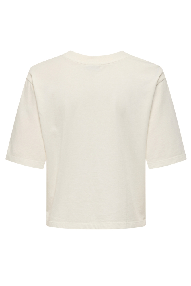JDYCARLA S/S WASHED PRINT TOP JRS 15341561 CLOUD DANCER/ GLITTER HAND